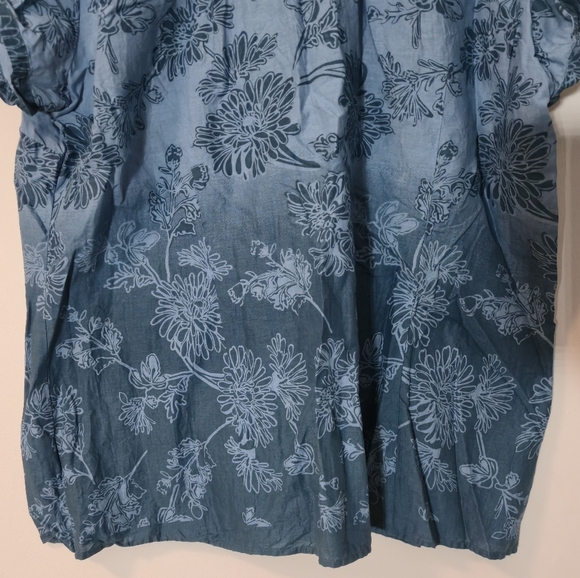 Denver Hayes XL Blouse Button Up Hawaiian Style Blue Ombre Floral  Resort Travel - Picture 11 of 14